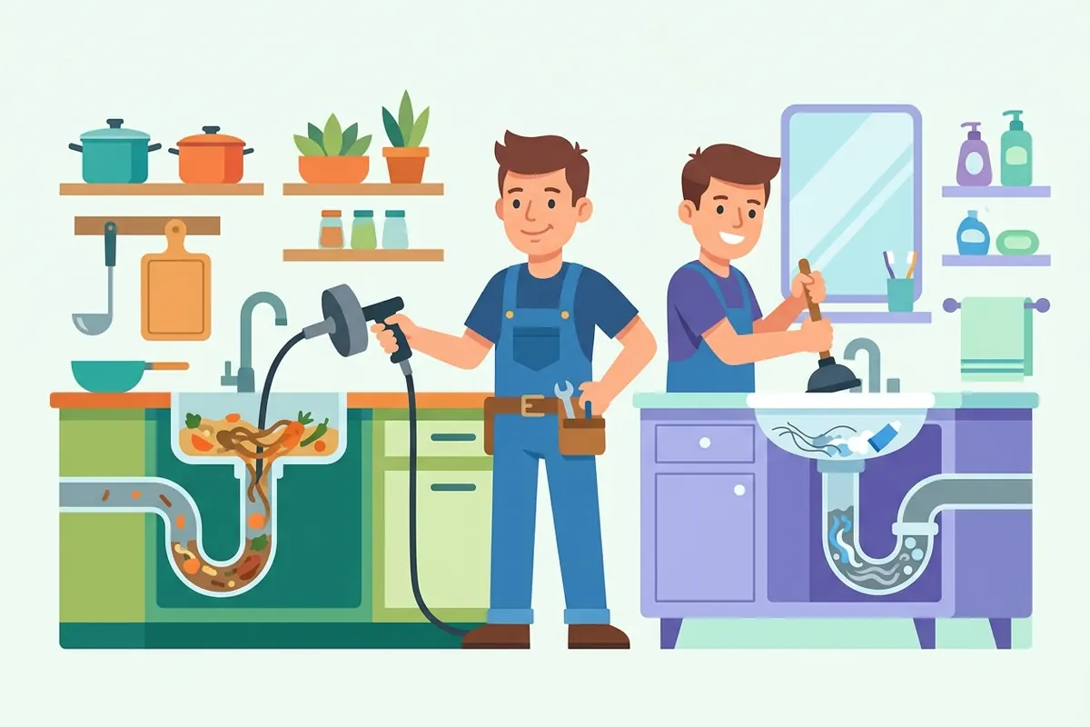 Kitchen vs bathroom drain blockages: different causes, different fixes